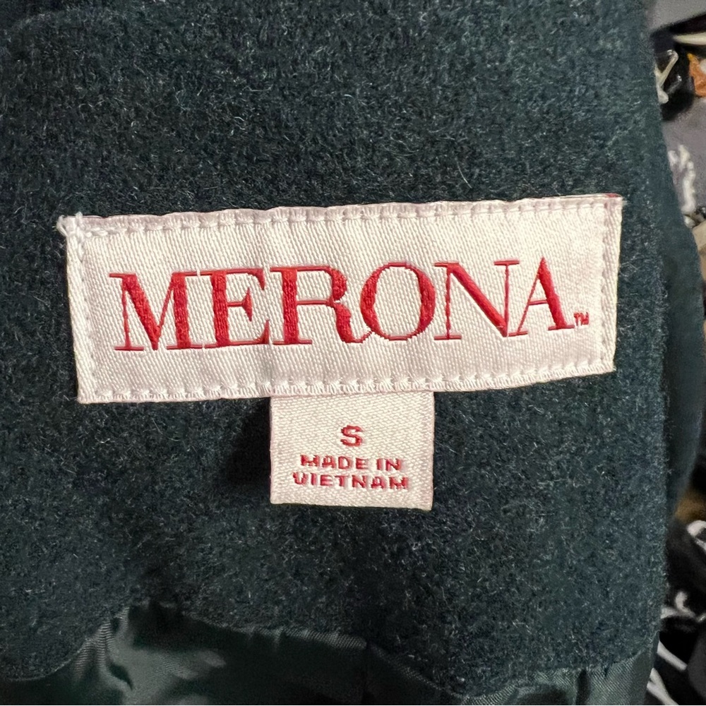 Merona Women’s Double Breasted Lined Green Wool Blend Jacket Size S W/pockets - Picture 8 of 12